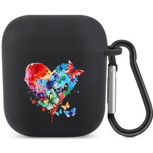 Butterfly Lover Aquarel Leuke Case voor AirPods 2 & 1 Schokbestendige Beschermende Hoofdtelefoon Gevallen Cover Met Sleutelhanger Voor Mannen Vrouwen