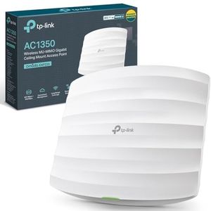 TP-Link AC1350 Wireless Access Point, Wi-Fi Dual Band with MU-MIMO, 1 Gigabit Ethernet Port Support 802.3af/at/24V Passive PoE, Support Multiple SSIDs, Easily Mount to Wall or Ceiling (EAP225)