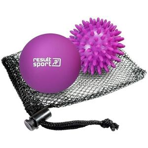 ResultSport Lacrossebal en Stekelige massagebal, 2-pak, triggerpoint massage bal voor rug, Myofasciale verlichting, oefenbal, Spike Physio Pilates-ballen (Paars)
