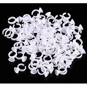 100 stuks Tattoo Inktringen Wegwerp Microblading Pigment Lijm Houder Cup Semi Permanente Make-up Wimpers Wenkbrauw Tattoo Inkt Caps Klein (S Zonder Verdeler)