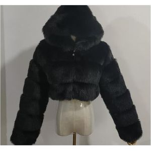 Korte damesbontjas van imitatiebont - verschillende kleuren beschikbaar women's fur & faux fur jackets & coats(Black,Medium)