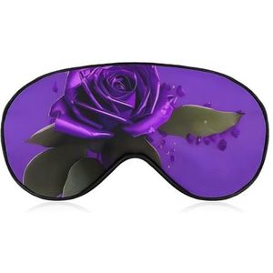 Slaapmasker met paarse rozenprint, licht blokkerend oogmasker, comfortabel en zacht, oogbedekking met elastiek, geschikt voor mannen en vrouwen, geschikt voor reizen en slapen