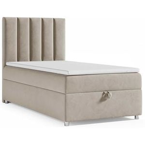Best For Home Trinity K10-SINGLE Boxspringbed met bedkast en Bonellvering incl. topdekmatras (beige, 90 x 200 cm)
