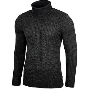 Baxboy BB-1732 Herentrui met rolkraag en lange mouwen, fijn gebreid, coltrui, vrije tijd, slim fit, basic, antraciet, M