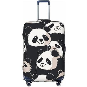 Bagage Covers Leuke Panda Print Elastische Beschermende Wasbare Bagage Cover Reizen Stofdichte Koffer Cover Voor 18-32 Inch Bagage, Zwart, S