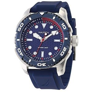 Nautica Mannen Analoge Quartz Horloge Met Siliconen Band NAPTDAS31, Blauw, Sportief
