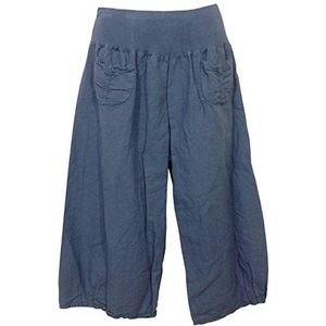 K-Milano Dames 3/4 broek / linnen broek van luchtig aangenaam te dragen linnen, comfortabele snit, elastische band, 2 opgestikte zakken voor, lengte ca. 72 cm, maten M - 3XL