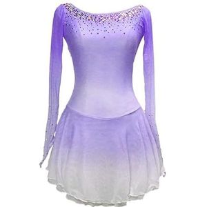 E,11/13,PONNYC Kunstschaatsjurk Voor Meisjes Schaatskleding Met Open Rug Voor Wedstrijden Rolschaats Kleding Met Kleurverloop Glanzende Turnpakjes Voor Ritmische Gymnastiek Met Strass