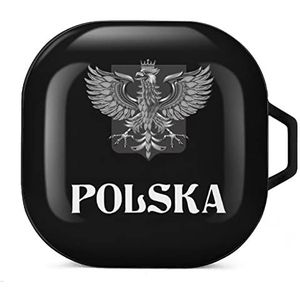 Polen vlag met Poolse adelaar oordopjes hoesje compatibel met Samsung hard shell beschermhoes zwart stijl