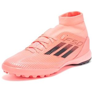 adidas Women's F50 League Mid Top Turf Sneaker, Turbo/Aurora Black/Platin Metallic, 11