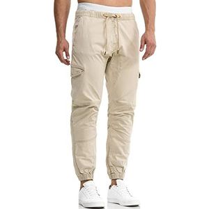 INDICODE Heren Levy Cargo Pants | Cargobroek van katoen met 6 zakken White Pepper S