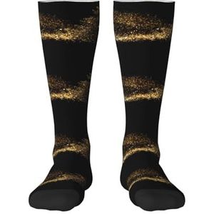 YsoLda Kousen Compressie Sokken Unisex Knie Hoge Sokken Sport Sokken 55CM Voor Reizen,Goud Zwart Zand Print, zoals afgebeeld, 22 Plus Tall
