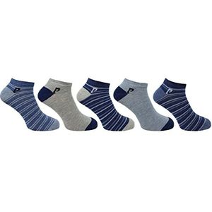 Pierre Cardin - Heren Trainer Liner Sportsokken | 5 paar | Verenigd Koninkrijk maat 7-11 | Actieve sokken voor heren, Blauw/Grijs, 41-45 EU