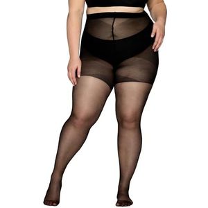Vogue Curvy 20 Den transparante panty grote maten/plus size mat, 1 paar, zwart (1210 Black), 52-56 Grote maten