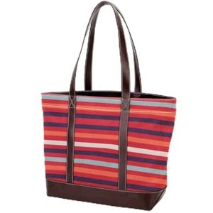 Laptop Tote tas met Retro Oranje Gestreepte Print, Draagtassen Casual Canvas Business Werk Tote Tas Aktetas voor Computer School Office