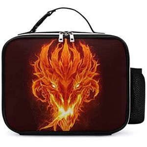 Fire Dragon Head draagbare geïsoleerde lunchtassen doos draagtas volwassenen koeltas voor mannen en vrouwen werk picknick