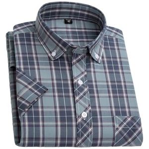Disimlarl Mannen Jurk Shirts Korte Mouw Voor Katoen Button-Down Kraag Zachte Casual Plaid Shirt LC70 Aziatische Maat 45