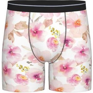 GRatka Boxer slips, heren onderbroek boxershorts, been boxer slips grappig nieuwigheid ondergoed, aquarel roze en paarse bloemen, zoals afgebeeld, M