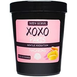 XOXO | Peeling lichaamscrub voor ingegroeide haren | anti-cellulitisreiniging | verrijkt met karite-boter | veganistisch geen SLS geen parabenen | voor alle huidtypes 1 x 250 g (macarons)