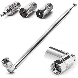 iFreGo DAB FM VHF-radio antenne, 75 cm telescopische antenne vervangende F-stekker autoradio Met de uitschuifbare staafantenne, universele antenne voor AM/FM/DAB-radio