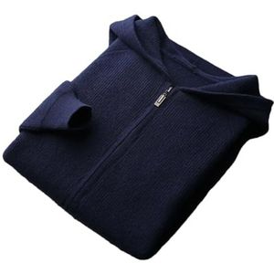 Pegsmio Heren Herfst En Winter Hooded Vest Verdikte Gebreide Jas Merino Wol Casual Lange Mouwen Sportkleding Jas, Donkerblauw, S