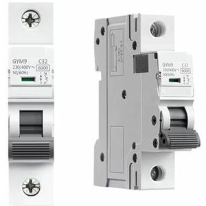 GYM9 1P MCB Op DIN-rail 220V 400V Schakelaar 6A-63A AC Type 6KA Breukcapaciteit AANUIT-schakelaar 1 stuk (Maat: 1 Pole C Curve, Kleur: 20A)