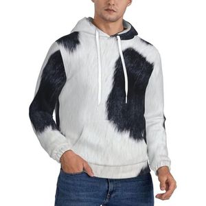 OAZCVBNN Koeienhuid Print Unisex Fashion Hooded Pullover Casual Wear voor Openluchtactiviteiten en Kamperen, Zwart, L