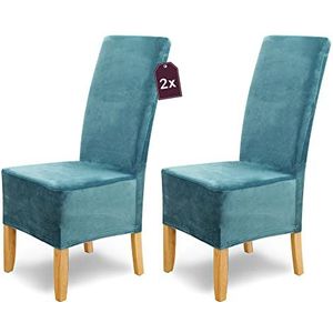 Scheffler-Home Stretch Stoelhoes Puma Velvet/Set van 2 Elastische Velours Stoelhoezen/Stoelbekleding Vrijdragende Stoelen/Microvezel Spanhoes met Elastische Band Elegante Stoelhoezen
