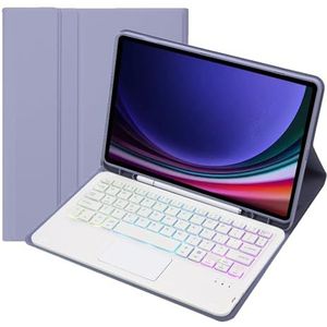 Toetsenbordhoes voor Samsung Galaxy Tab S11 Ultra 14.6'' 2025 (SM-X930/X936B), 7-Kleuren Achtergrondverlichting, Magnetisch Afneembaar Draadloos Toetsenbord met S-Penhouder,Purper
