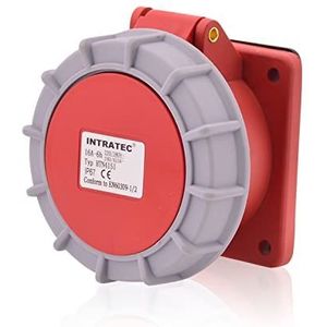 CEE-krachtstroom-inbouwstopcontact, draaistoelcontactdoos, recht 63 A, 400 V, 6 uur, IP67, 5-polig (3P+N+E)