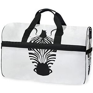 Zebro Zwart Wit Paard Sport Zwemmen Gym Tas met Schoenen Compartiment Weekender Duffel Reistassen Handtas voor Vrouwen Meisjes Mannen