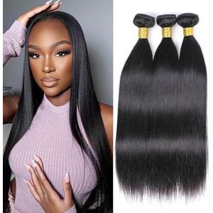 DaiMer Braziliaanse Straight Human Hair Bundles - 18 20 22 Inch - 3 Onbewerkte Virgin Remy Bundels - 100% Ruw Menselijk Haar