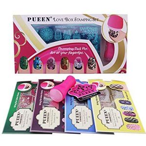 PUEEN Nail Art Stamping Love Box I – 4 Lover Collection plat – 125 x 65 mm, unieke Nailart Polish Stamping Manicure Platte Afbeelding Accessoireset – BH000576 by PUEEN