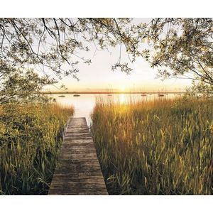 fotobehang oever van het meer groen 300 x 250 cm - van Sanders & Sanders
