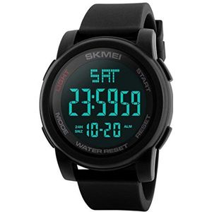 Mens Led Digital Sports Watches Double Time Countdown Military Watch 50M Waterproof Stopwatch Alarm (Black)
