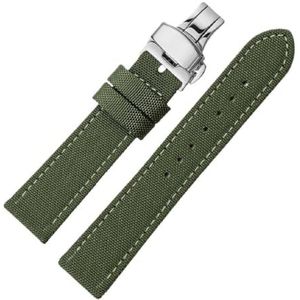 Pgqjfks 18/19/20/21/22/23/24mm Waterdichte Canvas Strap Nylon Armband, Vlindergesp, 19mm, Nylon