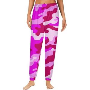 Roze Camo dames pyjama lounge broek elastische tailleband nachtkleding broek print
