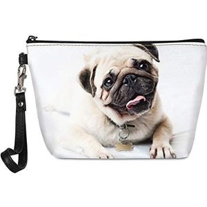 SEANATIVE Lederen PU Cosmetische Case Dier Pug Make-up Tas Organizer Reizen Toilettas voor Womens Coin Pouch Purse Rits