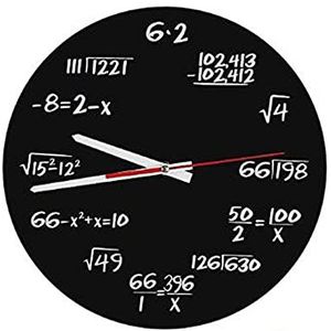Peukerty Wall Clock, Wiskunde Formules Klok Quiz Klok in zwart-wit Unieke wiskunde vergelijking klok, Kantoor