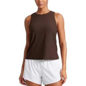 CRZ YOGA Cloudweight Crew Neck Workout Tanks Lichtgewicht Sporttops voor Dames Zachte Basic Hardloopshirts Mouwloos Koffie Bruin M