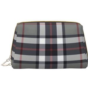 Grote make-up tas, lederen cosmetische tas reizen toiletartikelen organizer tas make-up tas, Thomson Thompson tartan grijs, zoals afgebeeld, Eén maat