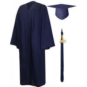 GraduationMall Afstudeerjurk en Pet 2025 Kwastje Jaar Bedel voor Volwassenen Universiteit Middelbare Kleding Kostuum Uniseks XS(5'0""-5'2"") Donkerblauw