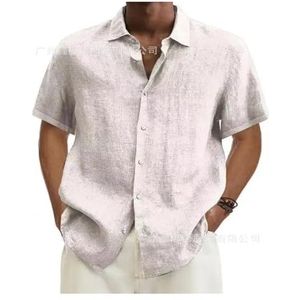 Basic zomer heren overhemd katoen linnen korte mouwen knoop revers eenvoudig top casual kantoor blouses for mannen(5,XXXL)