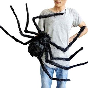 Zeako Halloween Giant Spider 125 cm, outdoor Halloween decoraties grote nep harige spin enge harige spin rekwisieten voor binnen en buiten werf griezelig decor, zwart (125 cm)