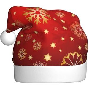 ENVEED Rode Achtergrond Gouden Sneeuw Vakantie Decoratie Hoed - Volwassen Pluche Kerstmuts, De Perfecte Kerst Decoratieve Hoed
