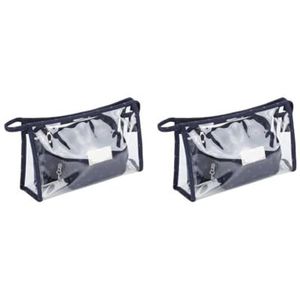 Pack van 3 Cosmetica Tas Draagbare Reizen PVC Organisatie Badkamer Make-up Pouch Huishoudelijke Case Organizer Container Blauw, 2 Set (Donkerblauw), as description, als beschrijving