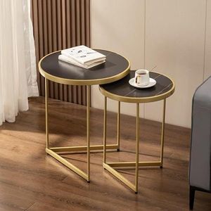 GZDZ Scandinavische lichte luxe leisteen kleine ronde tafel woonkamer bank bijzettafel combinatie marmeren salontafel ronde bijzettafel (A2)