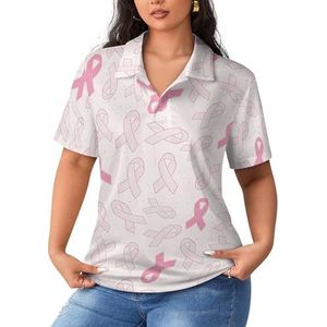 Borstkanker Awareness Roze Linten Vrouwen Sport Shirt Korte Mouw Tee Golf Shirts Tops Met Knoppen Workout Blouses