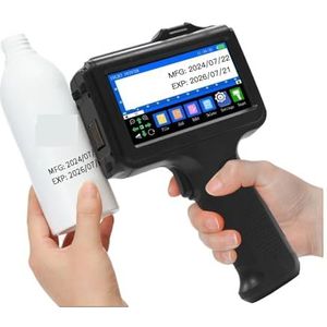 E19 12,7 mm draagbare handheld inkjetprinter, ongecodeerde tekst, QR-barcode, batchnummer, logo, datumetiketprinter voor Tekst Barcode Datum Tijd, etc(With 2 ink)