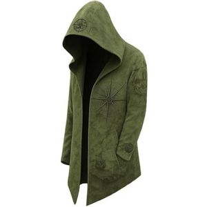 MYZTTZR Viking Heren Cardigan met Capuchon Noorse Mythologie 3D Tattoo Odin Herfst Jas Valhalla Cadeau,Viking compass,XXL